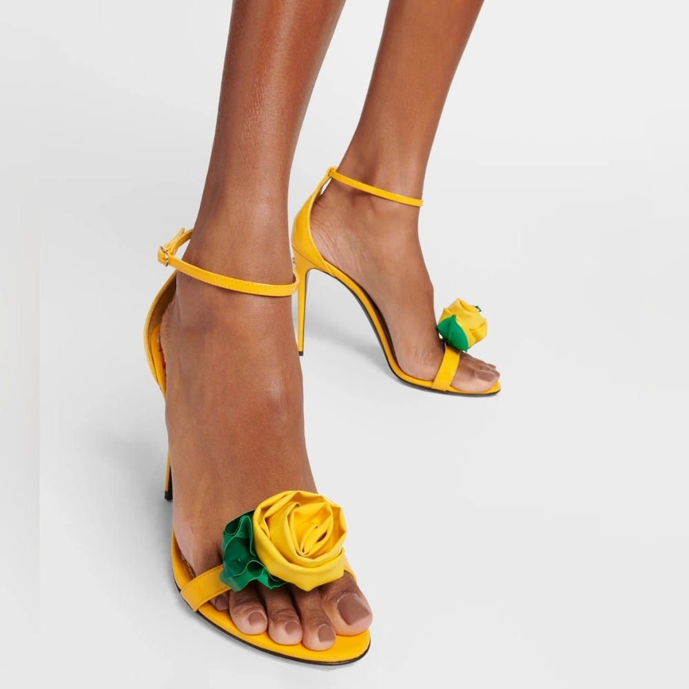 NEW DOLCE & GABBANA KIERA FLORAL APPLIQUE PATENT LEATHER SANDALS SZ IT 38 / US 8 - Picture 4 of 16